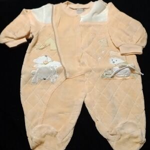 Caramel Peach Quilted Baby Footie